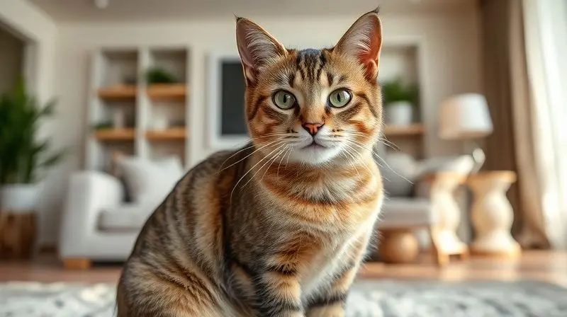 Gato adulto saudável com pelagem brilhante, um benefício visível de uma alimentação com ração premium ou super premium de alta qualidade.