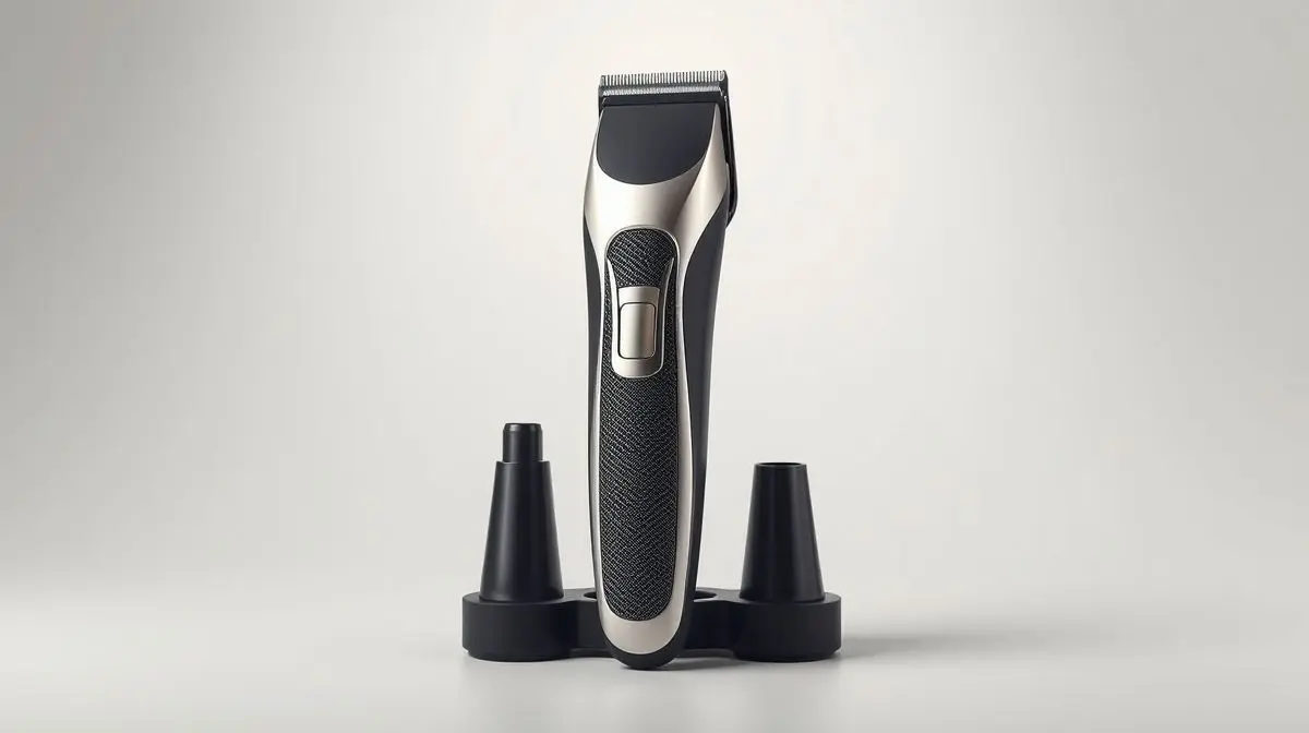 Máquina de tosa profissional com design moderno em um fundo neutro de estúdio, representando as melhores opções de tosadores para cães e gatos.