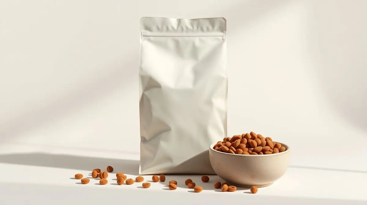 Saco de ração para gatos de alta qualidade e uma tigela com grãos nutritivos, representando as melhores marcas de ração para gatos em 2025.
